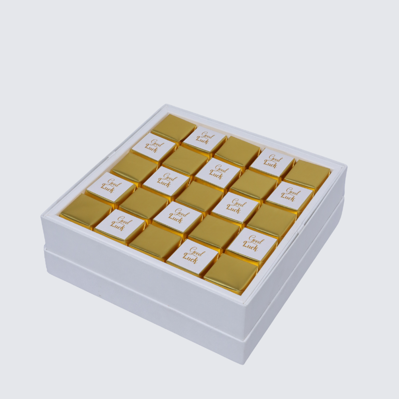 "GOOD LUCK" GOLD DESIGNED PREMIUM CHOCOLATE HARD BOX