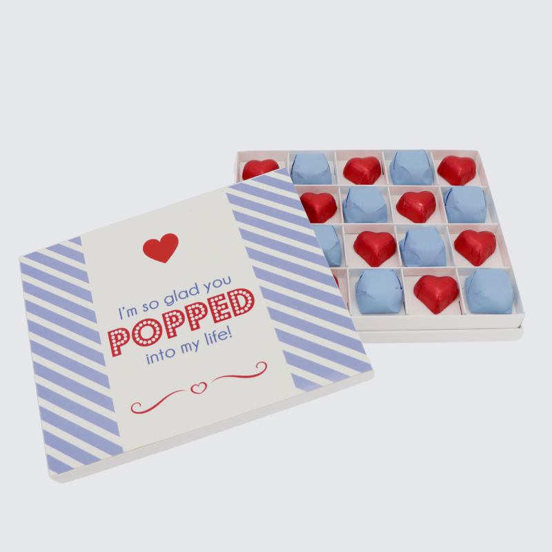 VALENTINE'S "I'M SO GLAD YOU POPPED INTO MY LIFE" CHOCOLATE HARD BOX