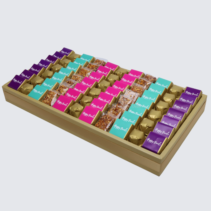 "HAPPY DIWALI" COLORFUL CHOCOLATE LEATHER TRAY