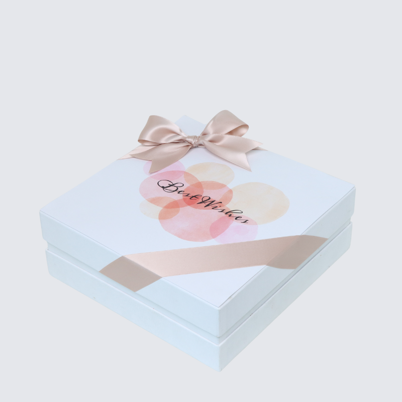 "BEST WISHES" CIRCLE DESIGNED 2 -LAYER CHOCOLATE HARD BOX