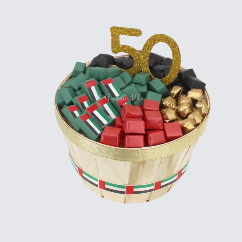 NATIONAL DAY DESIGNED CHOCOLATE WOODEN HAMPER