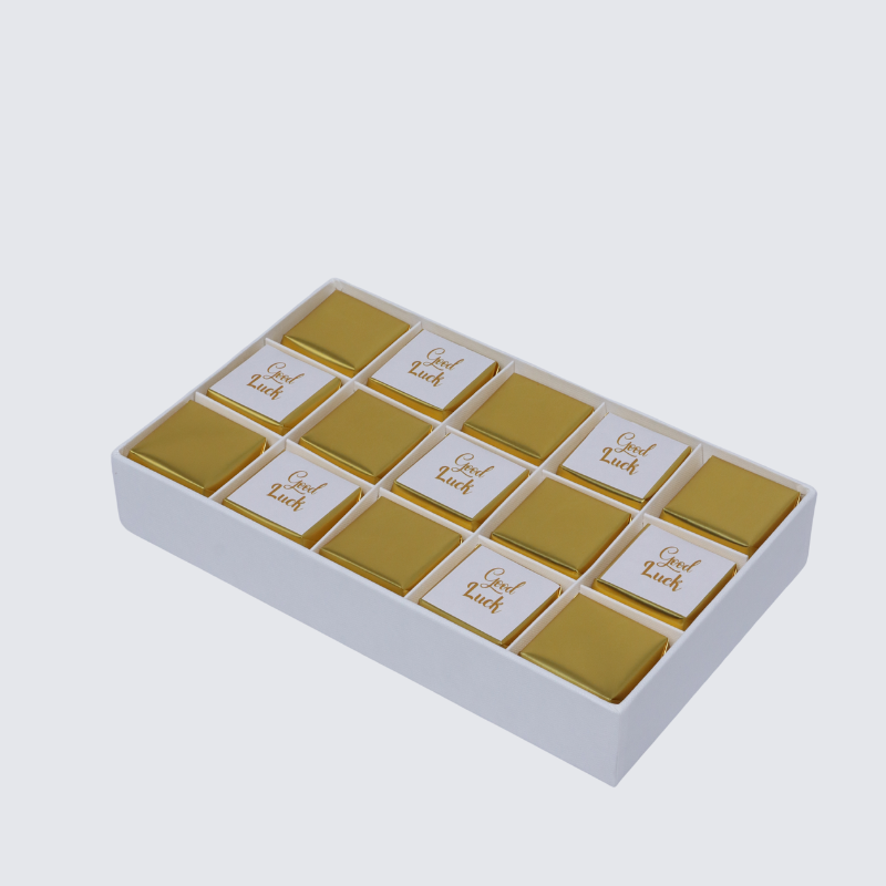 "GOOD LUCK" GOLD DESIGNED 15-PIECE PREMIUM CHOCOLATE HARD BOX