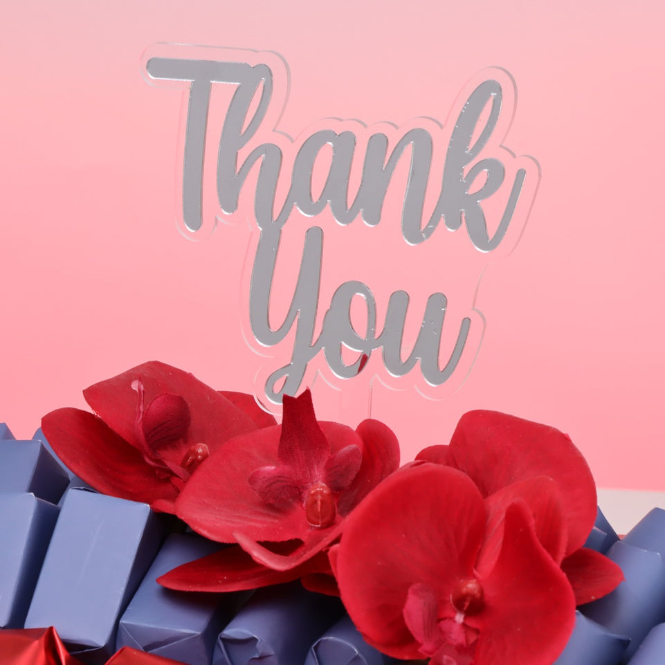 THANK YOU ORCHID DECORATED CHOCOLATE LEATHER TRAY