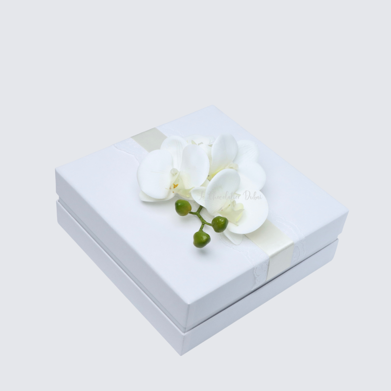 "BEST WISHES" FLOWER DECORATED CHOCOLATE HARD BOX