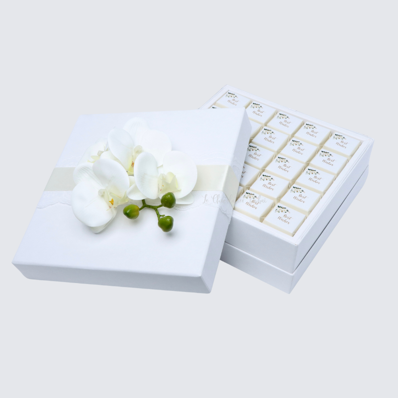 "BEST WISHES" FLOWER DECORATED CHOCOLATE HARD BOX