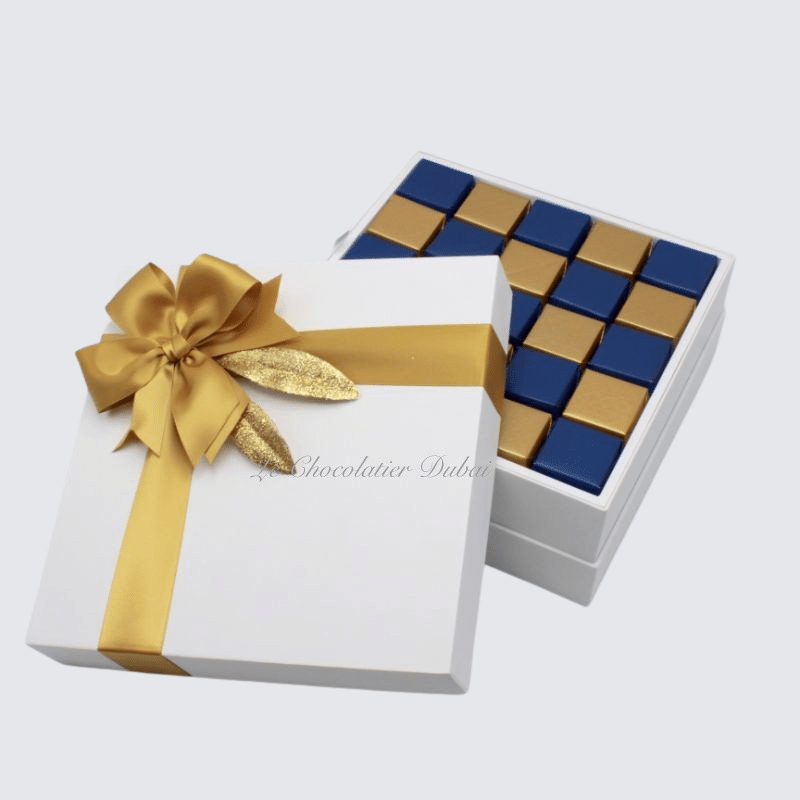 TWO TONE DESIGNED 25-PIECE PREMIUM CHOCOLATE HARD BOX