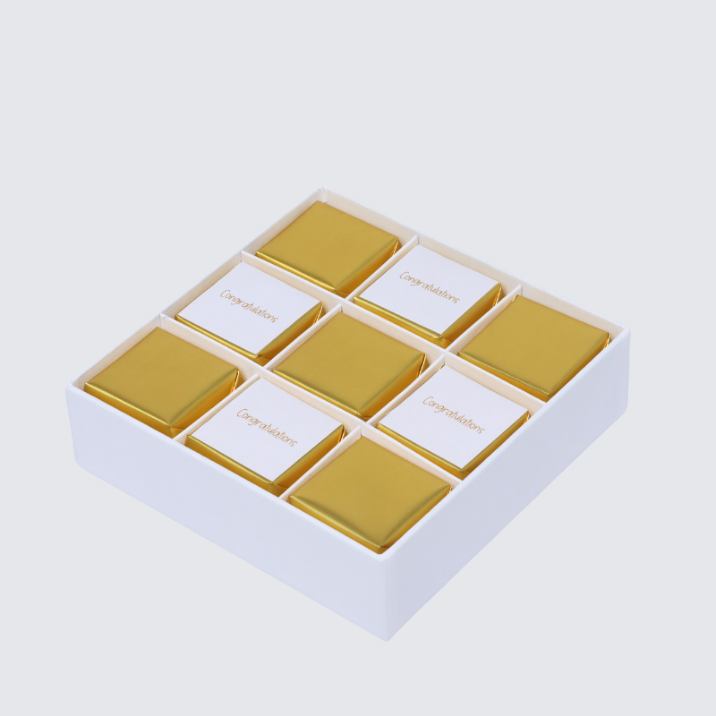 "CONGRATULATIONS" GOLD DESIGNED 9-PIECE CHOCOLATE HARD BOX