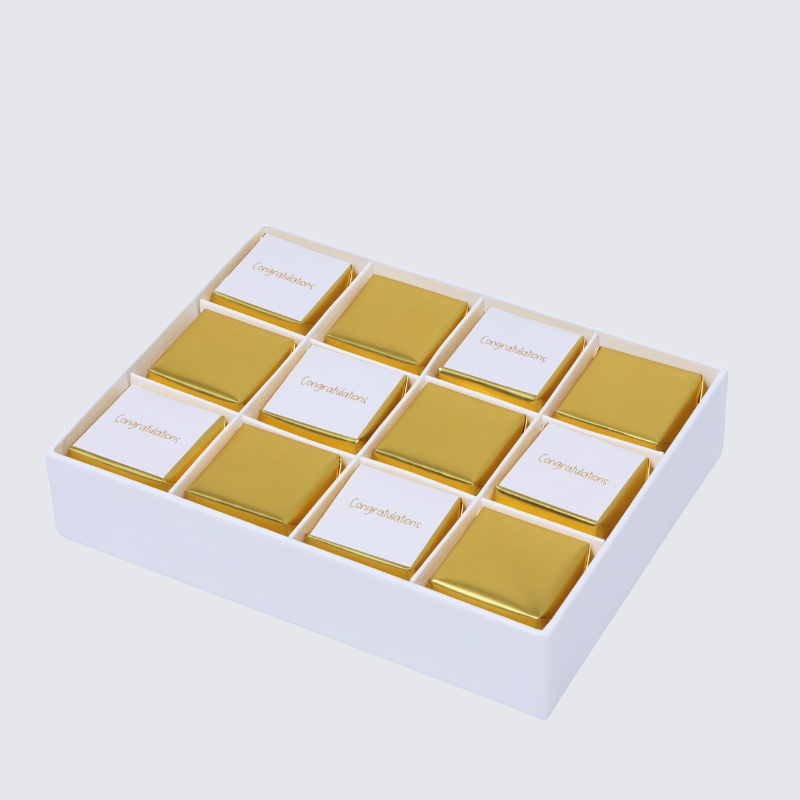 "CONGRATULATIONS" GOLD DESIGNED 12-PIECE CHOCOLATE HARD BOX