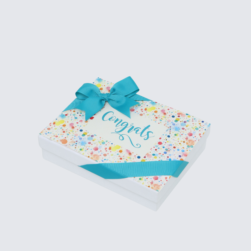 "CONGRATS" COLORED BUBBLE DESIGNED 12-PIECE CHOCOLATE HARD BOX