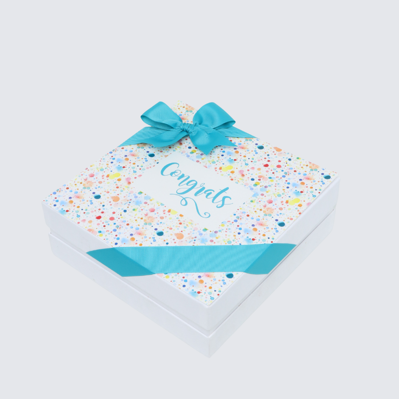 "CONGRATS" COLORED BUBBLE DESIGNED  CHOCOLATE HARD BOX