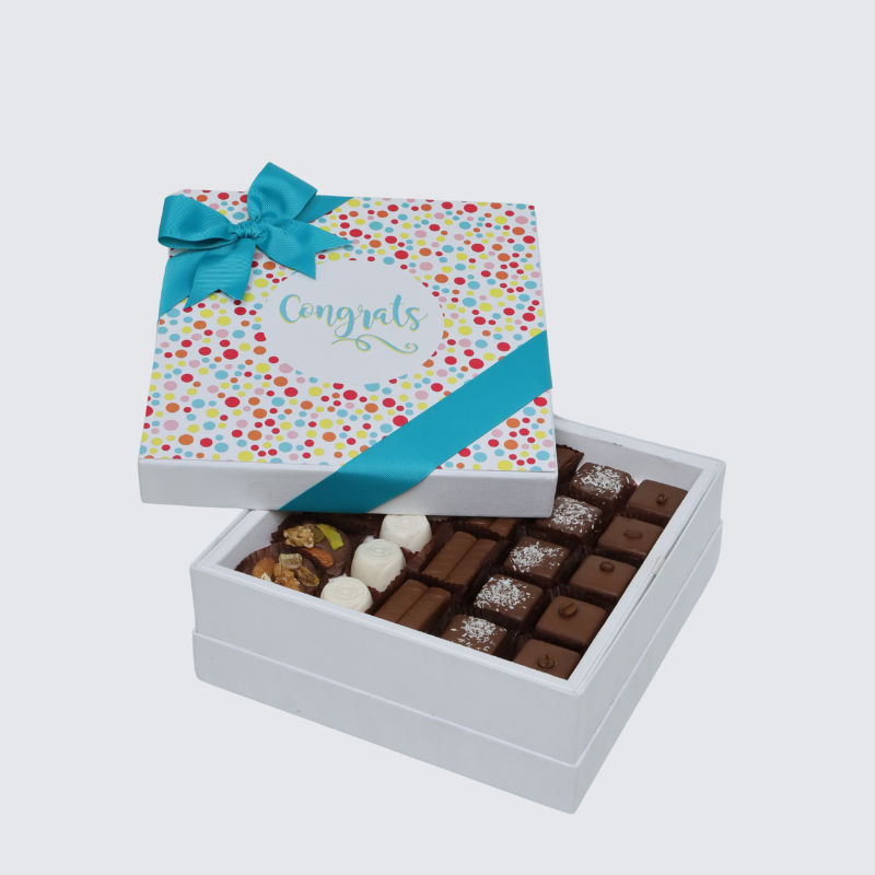 "CONGRATS" CIRCLE COLORED DESIGNED PREMIUM CHOCOLATE HARD BOX