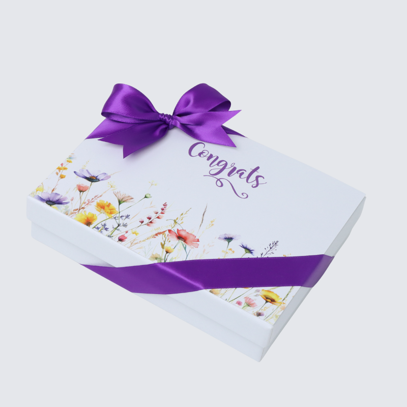 "CONGRATS" FLORAL DESIGNED 12-PIECE CHOCOLATE HARD BOX