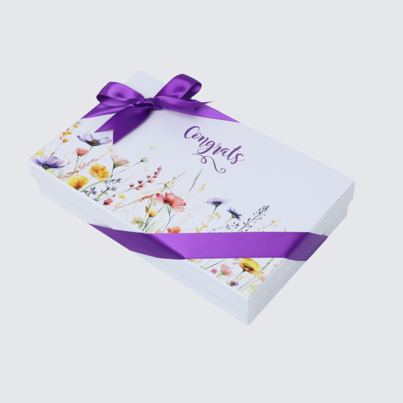 "CONGRATS" FLORAL DESIGNED 15-PIECE CHOCOLATE HARD BOX