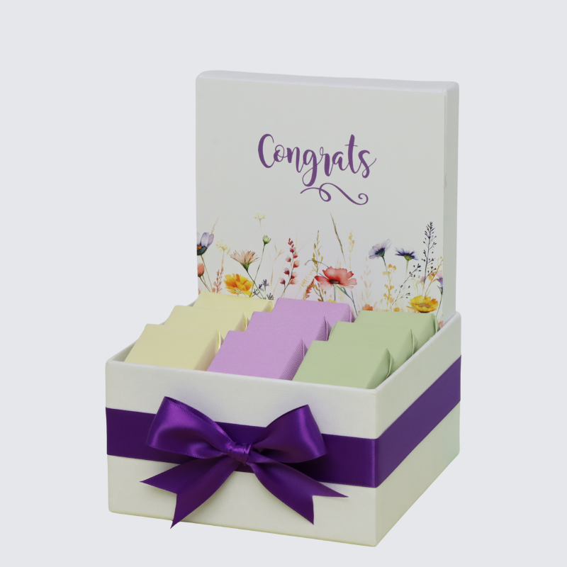 "CONGRATS" FLORAL DESIGNED CHOCOLATE SMALL HAMPER