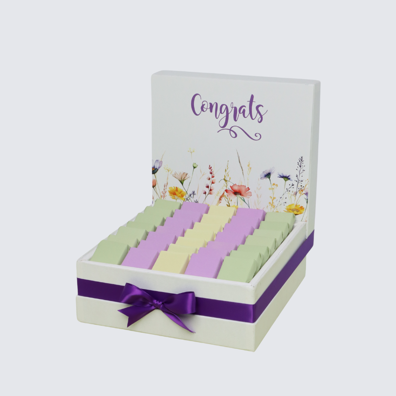 "CONGRATS" FLORAL DESIGNED CHOCOLATE LARGE HAMPER