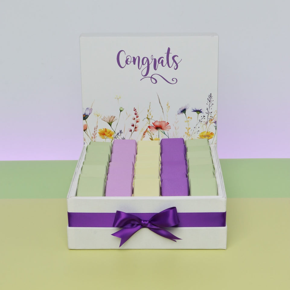 "CONGRATS" FLORAL DESIGNED CHOCOLATE LARGE HAMPER