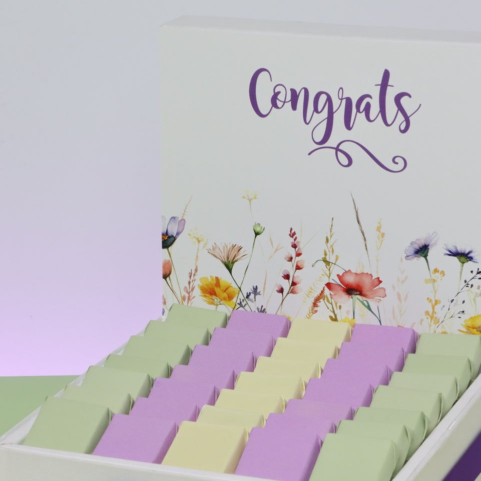 "CONGRATS" FLORAL DESIGNED CHOCOLATE LARGE HAMPER