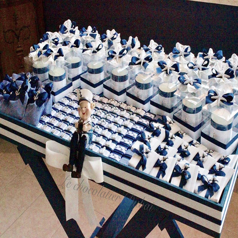 NAUTICAL BABY BOY CHOCOLATE GIVEAWAYS ARRANGEMENT