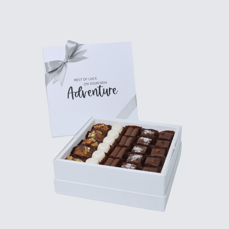 "GOOD LUCK ON YOUR NEW ADVENTURE" PREMIUM CHOCOLATE HARD BOX