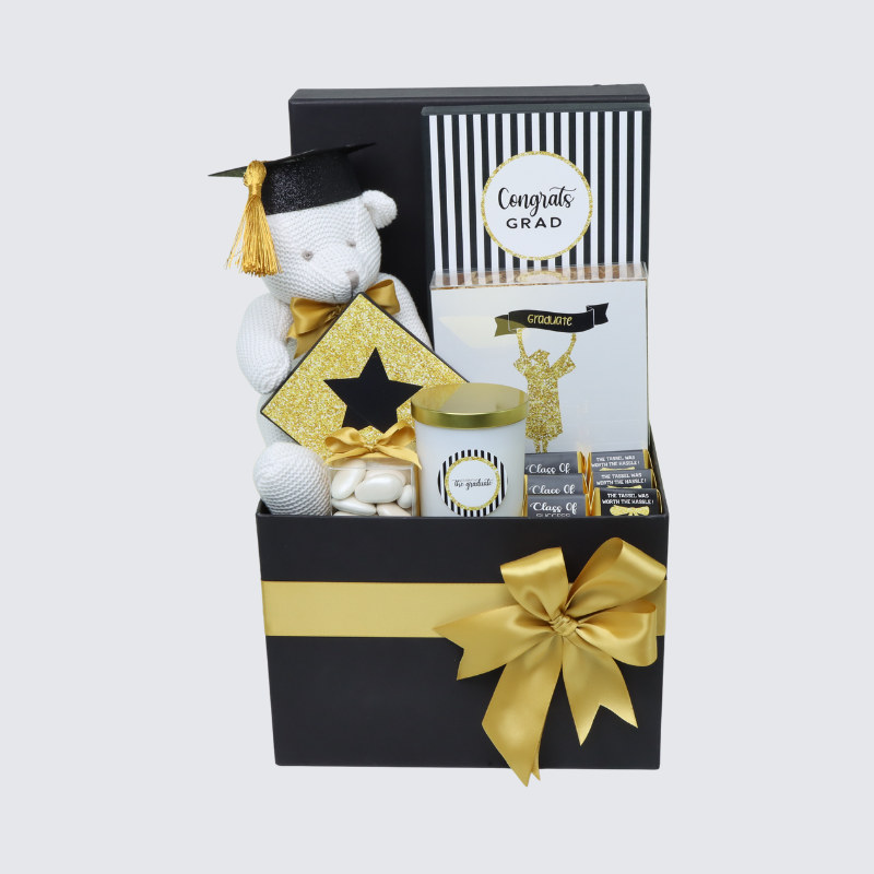 GRADUATION DECORATED CHOCOLATE LARGE BLACK HAMPER