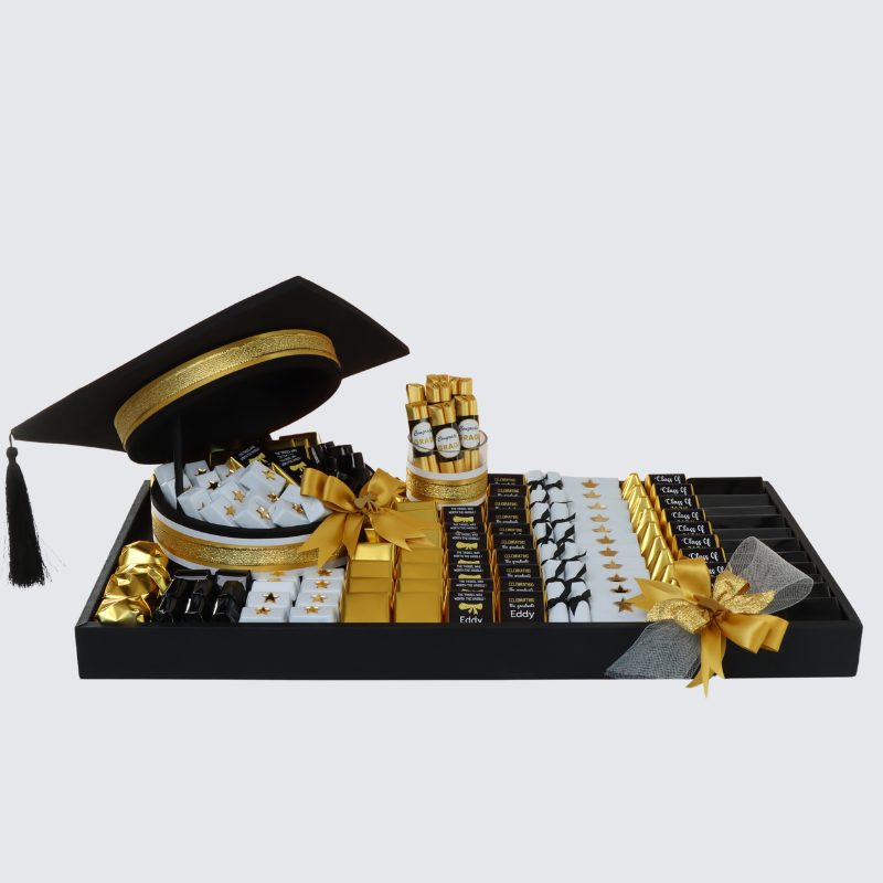 GRADUATION PERSONALIZED DESIGNED DECORATED CHOCOLATE LARGE LEATHER TRAY