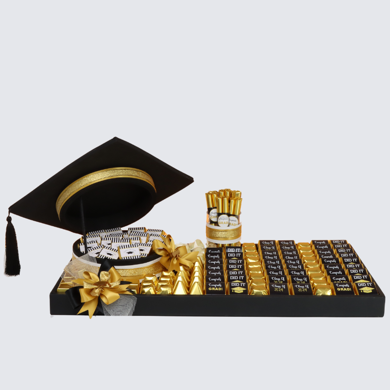 GRADUATION DESIGNED CHOCOLATE LARGE LEATHER TRAY