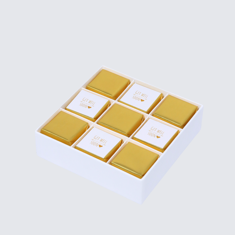 "GET WELL SOON" GOLD DESIGNED 9-PIECE CHOCOLATE HARD BOX