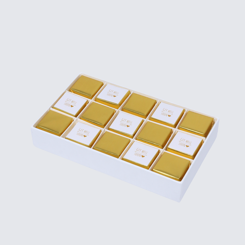 "GET WELL SOON" GOLD DESIGNED 15-PIECE CHOCOLATE HARD BOX