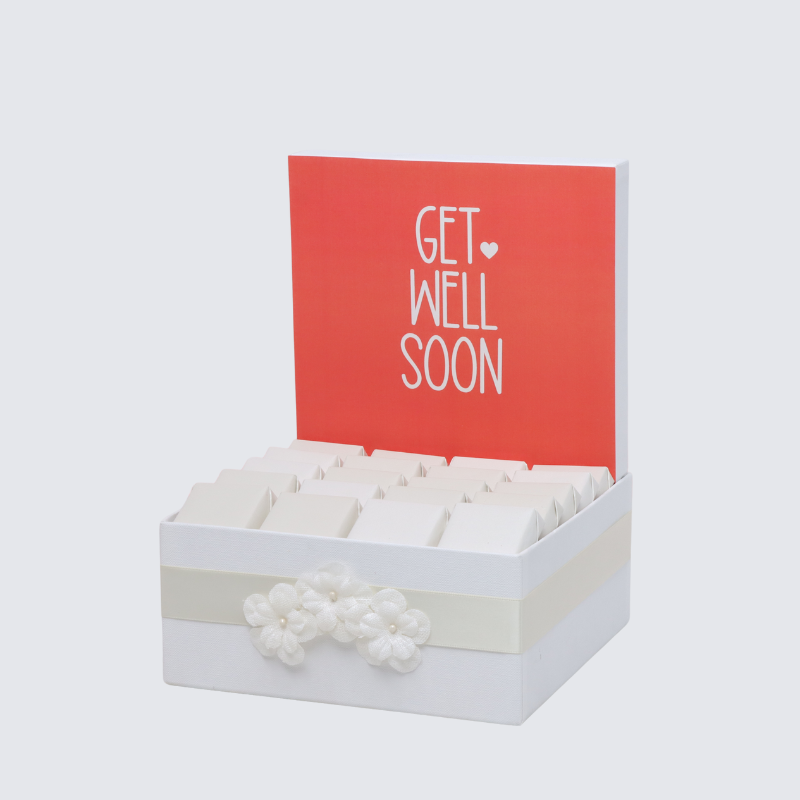 "GET WELL SOON" FLOWER DECORATED PREMIUM CHOCOLATE MEDIUM HAMPER