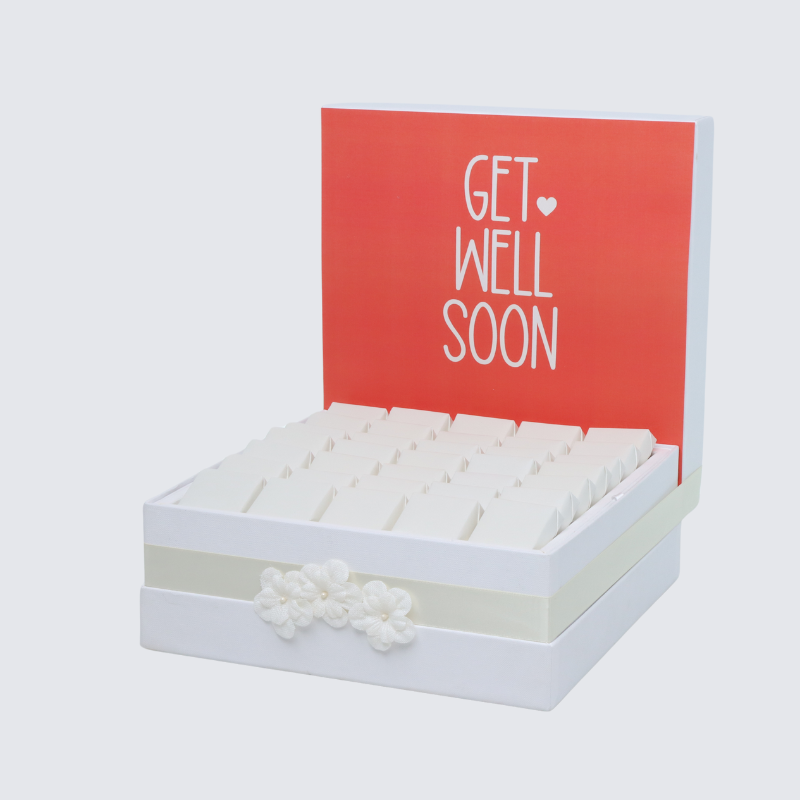 "GET WELL SOON" FLOWER DECORATED PREMIUM CHOCOLATE LARGE HAMPER