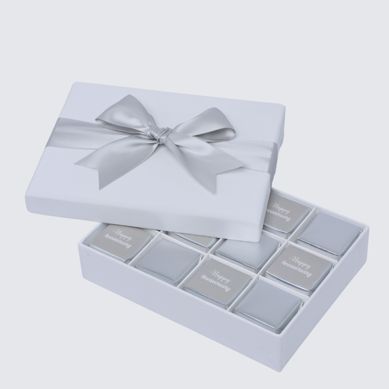 "HAPPY ANNIVERSARY" CLASSIC 12-PIECE CHOCOLATE HARD BOX