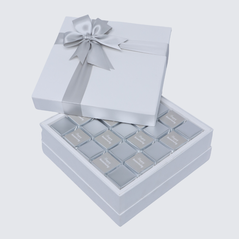 "HAPPY ANNIVERSARY" CLASSIC 25-PIECE CHOCOLATE HARD BOX