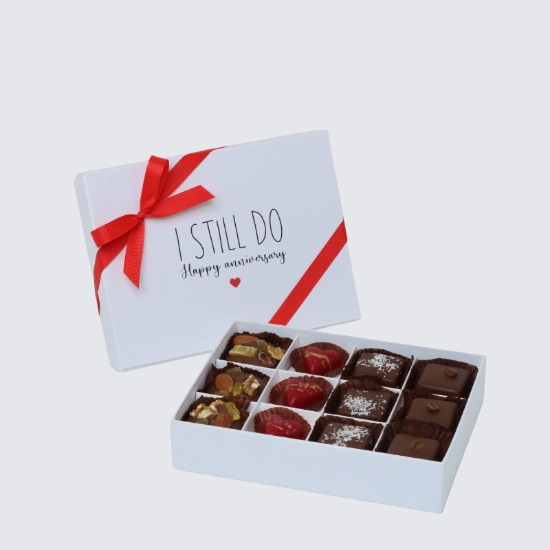 "I STILL DO"  ANNIVERSARY 12-PIECE CHOCOLATE HARD BOX