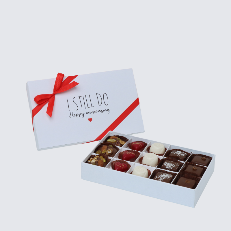 "I STILL DO"  ANNIVERSARY 15-PIECE CHOCOLATE HARD BOX