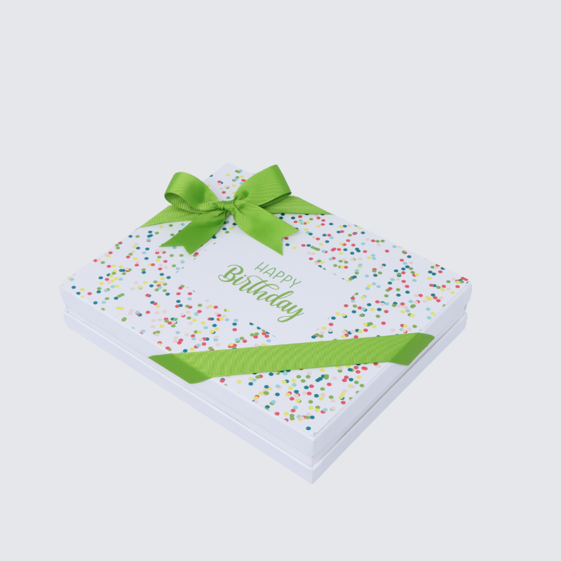 "HAPPY BIRTHDAY" GREEN DESIGNED 20-PIECE CHOCOLATE HARD BOX