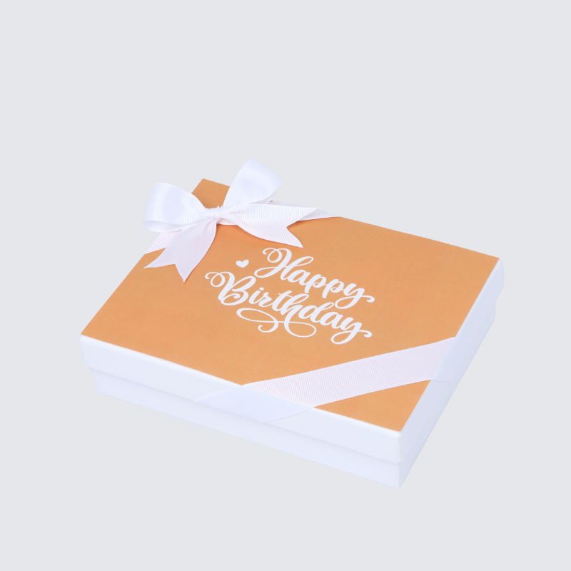 "HAPPY BIRTHDAY" ORANGE MINIMALIST DESIGNED 12-PIECE CHOCOLATE HARD BOX