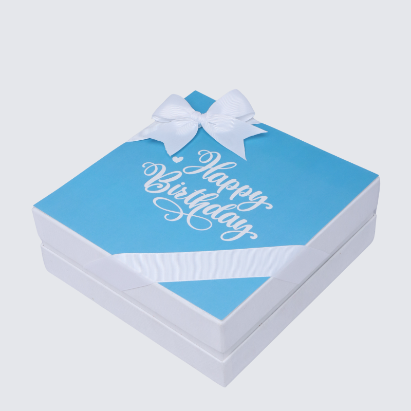 "HAPPY BIRTHDAY" BLUE DESIGNED 2-LAYER CHOCOLATE HARD BOX