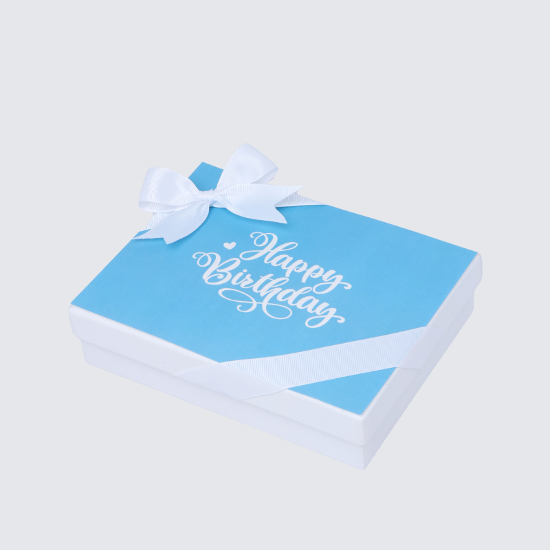 "HAPPY BIRTHDAY" BLUE DESIGNED 12-PIECE CHOCOLATE HARD BOX