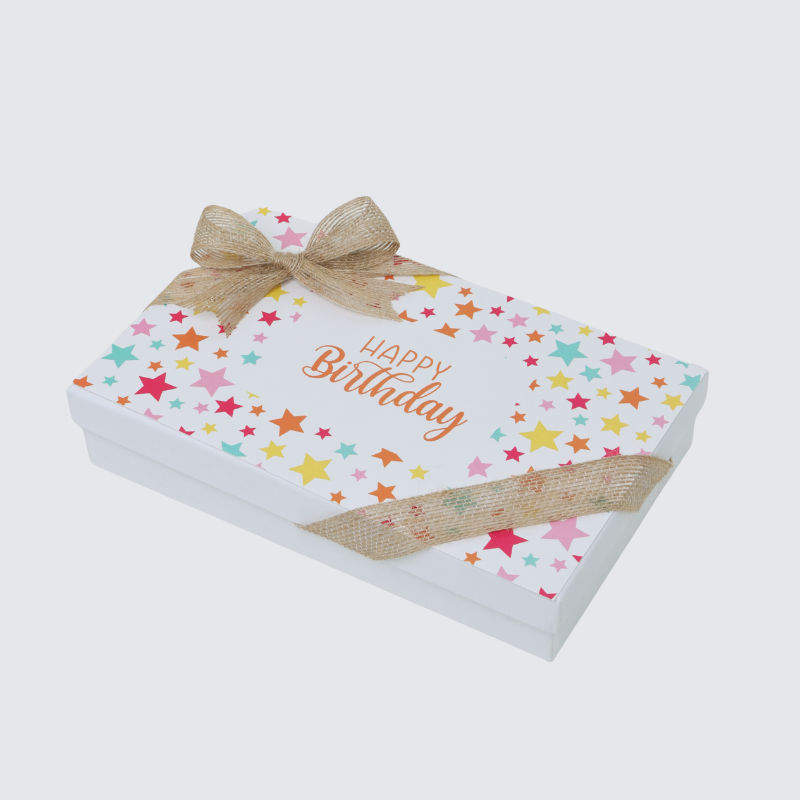 "HAPPY BIRTHDAY" STAR COLORFUL DESIGNED 15-PIECE CHOCOLATE HARD BOX