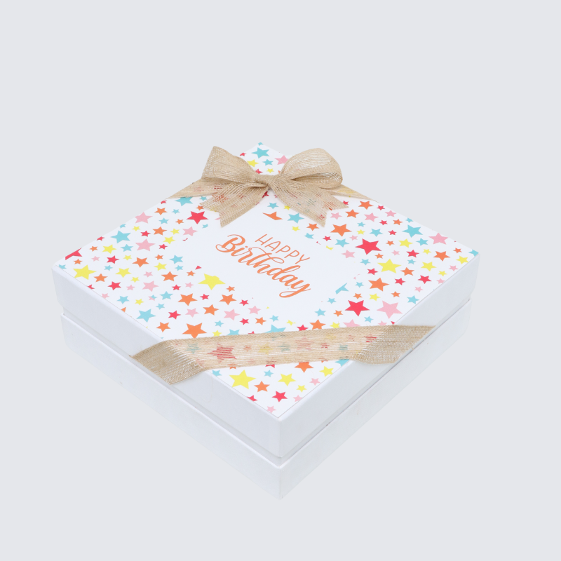 "HAPPY BIRTHDAY" STAR COLORFUL DESIGNED 2-LAYER CHOCOLATE HARD BOX