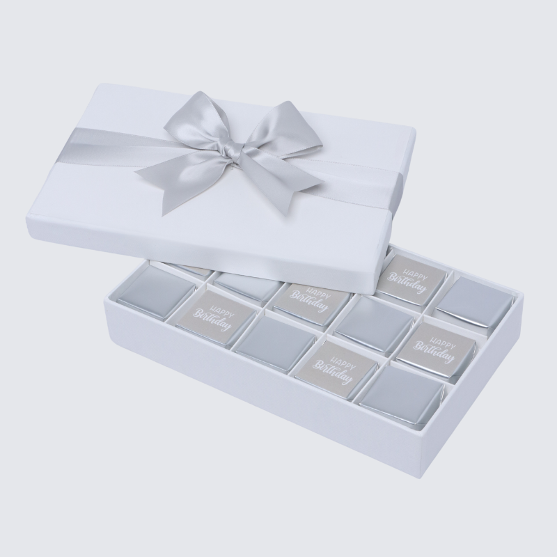 "HAPPY BIRTHDAY" CLASSIC 15-PIECE CHOCOLATE HARD BOX