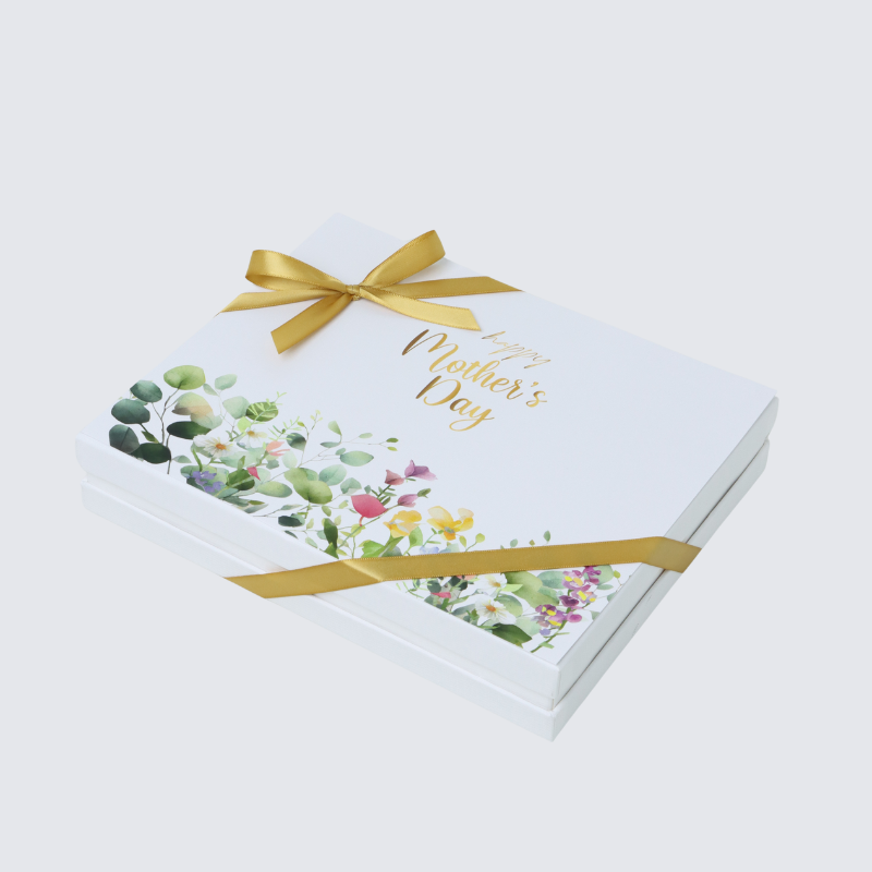 "HAPPY MOTHER'S DAY" FLOWERS DESIGNED 20-PIECE CHOCOLATE HARD BOX