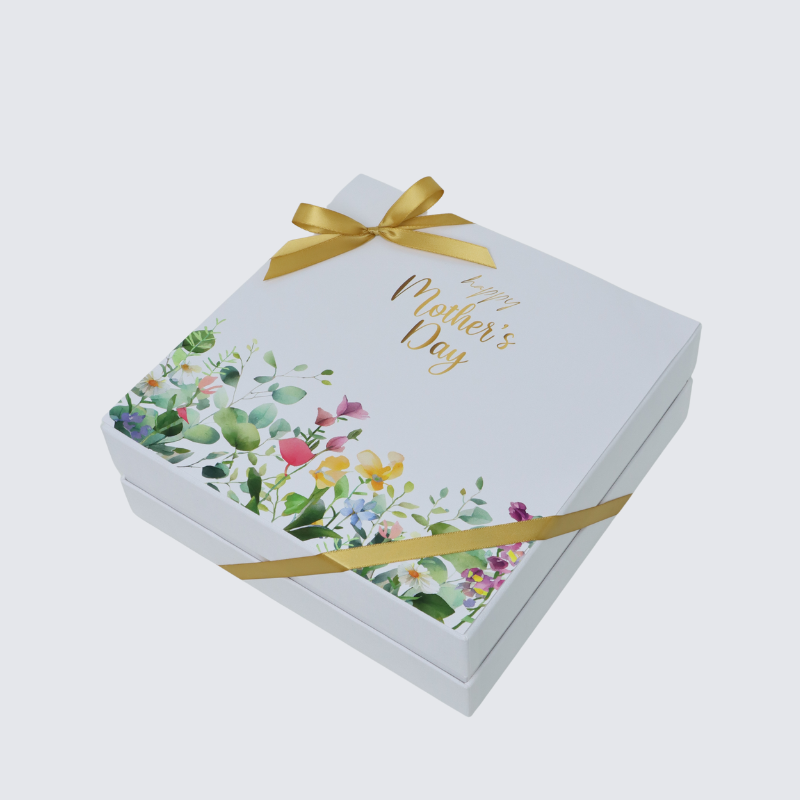 "HAPPY MOTHER'S DAY" FLOWERS DESIGNED (500 GRAMS) PREMIUM CHOCOLATE HARD BOX