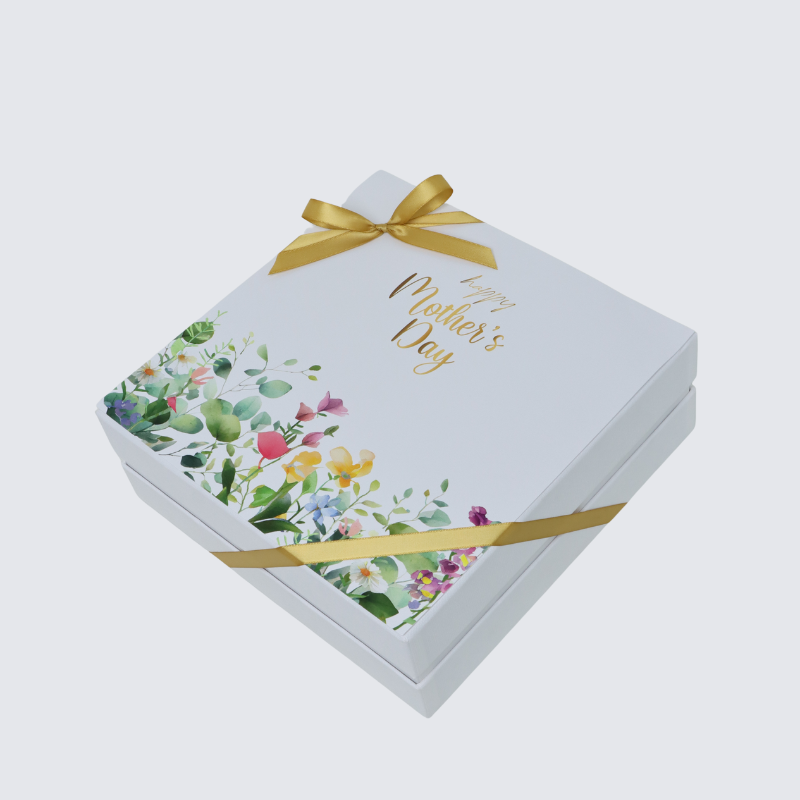 "HAPPY MOTHER'S DAY" FLOWERS DESIGNED 2-LAYER CHOCOLATE HARD BOX