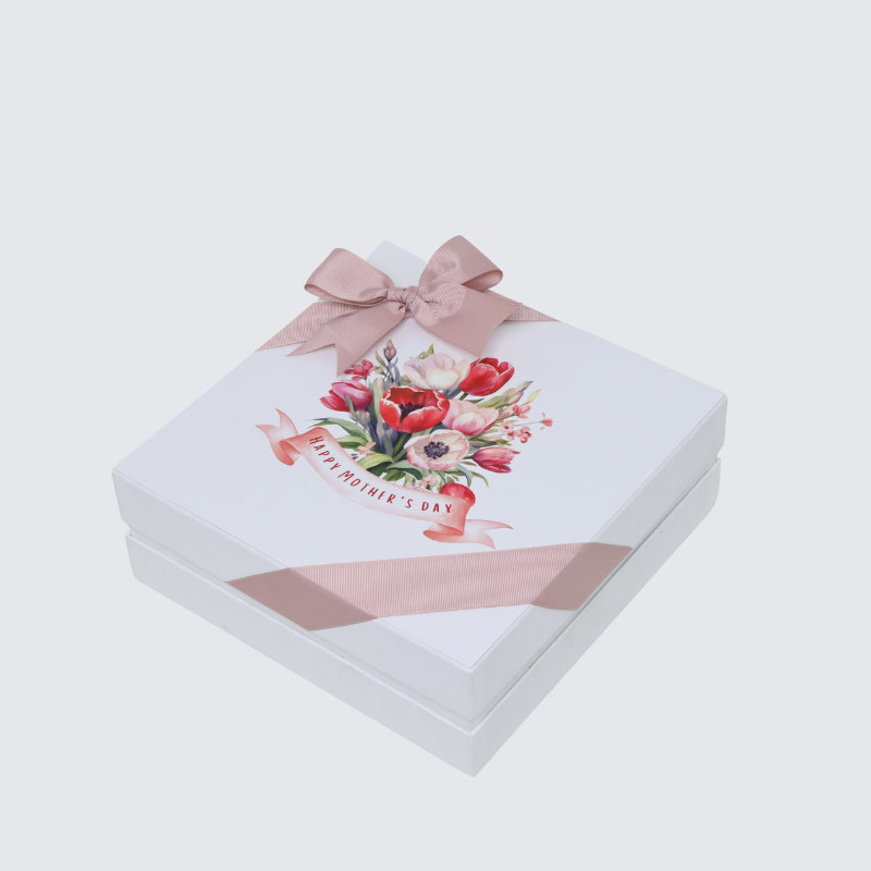 "HAPPY MOTHER'S DAY" FLORAL DESIGNED 2-LAYER (1 KILO) CHOCOLATE HARD BOX