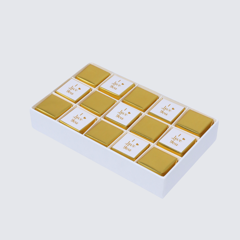 "I LOVE YOU" GOLD DESIGNED CHOCOLATE 15-PIECE CHOCOLATE HARD BOX