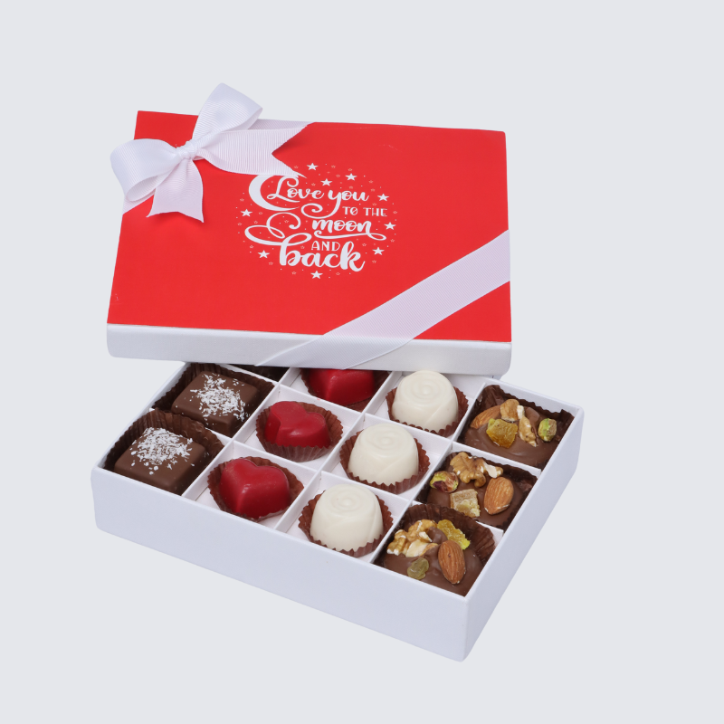 "I LOVE YOU" DESIGNED 12-PIECE CHOCOLATE HARD BOX