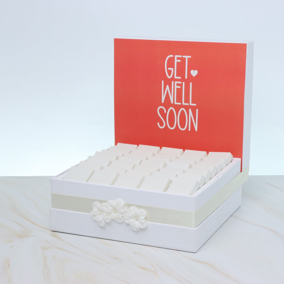 "GET WELL SOON" FLOWER DECORATED PREMIUM CHOCOLATE LARGE HAMPER