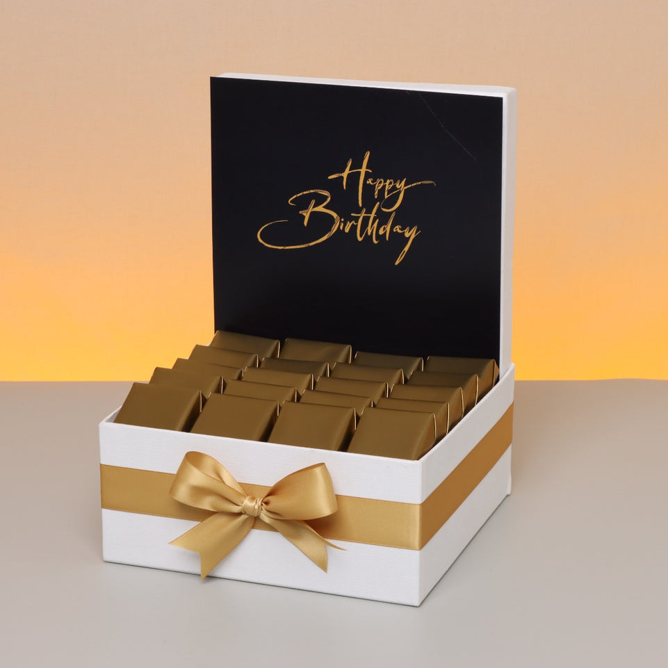 "HAPPY BIRTHDAY" TEXT DESIGNED CHOCOLATE MEDIUM HAMPER