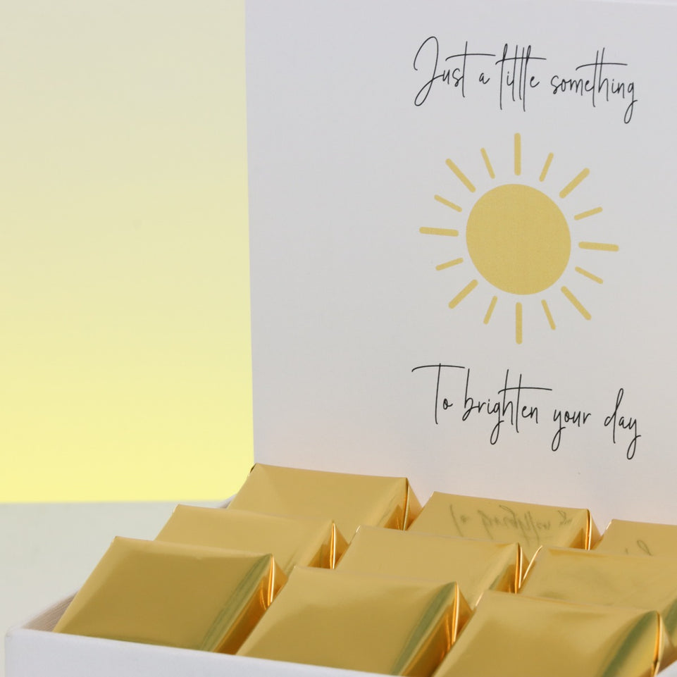 "BRIGHTEN YOUR DAY" SUN DESIGNED CHOCOLATE SMALL HAMPER